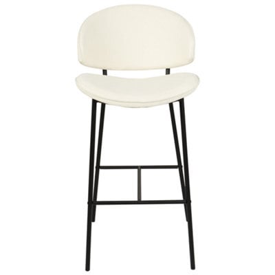 Wyld And Coco Set Of 2 Dining Bar Chairs Light Beige Fabric Black Metal Legs - Compact Armless Island Stools - image 1
