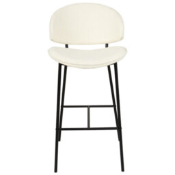 Wyld And Coco Set Of 2 Dining Bar Chairs Light Beige Fabric Black Metal Legs - Compact Armless Island Stools - thumbnail 1