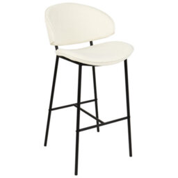 Wyld And Coco Set Of 2 Dining Bar Chairs Light Beige Fabric Black Metal Legs - Compact Armless Island Stools - thumbnail 4