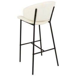 Wyld And Coco Set Of 2 Dining Bar Chairs Light Beige Fabric Black Metal Legs - Compact Armless Island Stools - thumbnail 5