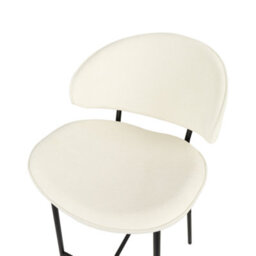 Wyld And Coco Set Of 2 Dining Bar Chairs Light Beige Fabric Black Metal Legs - Compact Armless Island Stools - thumbnail 6