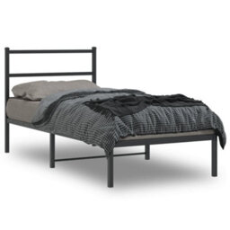 Berkfield Metal Bed Frame Without Mattress With Headboard Black 90X200Cm - thumbnail 1