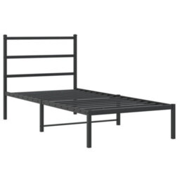 Berkfield Metal Bed Frame Without Mattress With Headboard Black 90X200Cm - thumbnail 3