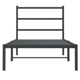 Berkfield Metal Bed Frame Without Mattress With Headboard Black 90X200Cm - thumbnail 5