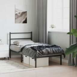 Berkfield Metal Bed Frame Without Mattress With Headboard Black 90X200Cm - thumbnail 4