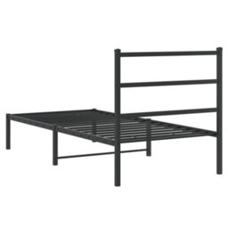 Berkfield Metal Bed Frame Without Mattress With Headboard Black 90X200Cm - thumbnail 7