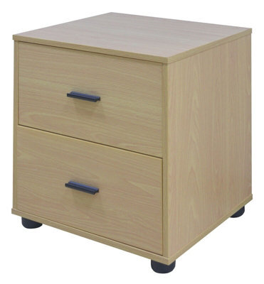 Urbn-Living Urbnliving Height 43Cm 2 Drawer Beech Wooden Bedside Cabinet Bedroom Furniture Storage Nightstand - image 1