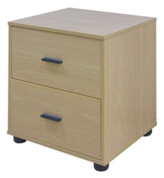 Urbn-Living Urbnliving Height 43Cm 2 Drawer Beech Wooden Bedside Cabinet Bedroom Furniture Storage Nightstand - thumbnail 1