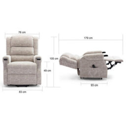More4Homes Ashfield Electric Fabric Dual Motor Riser Rise Recliner Lift Mobility Tilt Chair Cream - thumbnail 8