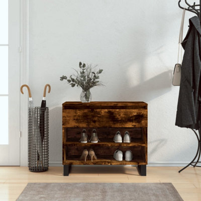 Berkfield Shoe Cabinet Smoked Oak 70X36X60 Cm Engineered Wood - image 1