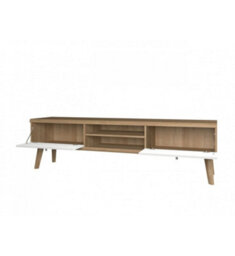 Arte  Elegant Primo Large Tv Cabinet H500mm W1600mm D400mm In White And Oak Riviera - Spacious Entertainment Storage - thumbnail 2