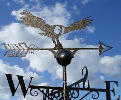 Poppy Forge Owl Weathervane - Solid Steel - W61 X H88 Cm - Powder Coated Black - image 1