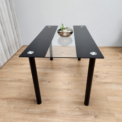 Kosy Koala Dining Table Black Glass Kitchen Place For 4 Seats, Dining Table Only (Black H 75 X L 120 X W 70 Cm) - image 1