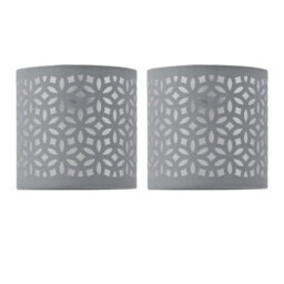 First Choice Lighting Set Of 2 Grey Laser Cut 15.5Cm Table Lamp Shades - thumbnail 1