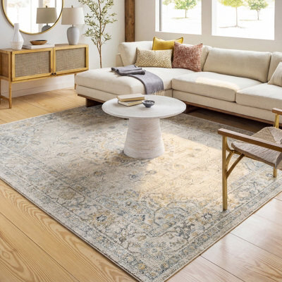 Livabliss Avellino Vintage Light Grey Light Beige Traditional Boho High Pile Rug 160 X 213 Cm - image 1
