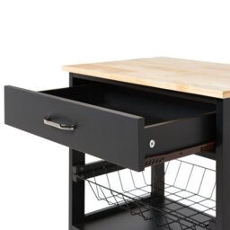 Wyld And Coco Casanova Kitchen Trolley Black Rubberwood Top, Painted Mdf Frame, Castors 58 X 40 X 90 Cm - thumbnail 9