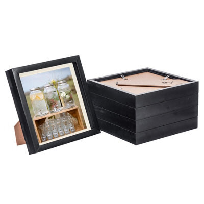 "Nicola Spring 8 X 8"" Photo Frames - Black/ivory Mount - 3D Picture Frame Box Portrait Display Case (22.5 X 22.5Cm) Set Of 5" - image 1