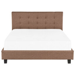 Beliani Bed Fabric La Rochelle 180 X 200 Cm (Eu Super King) Brown - thumbnail 4