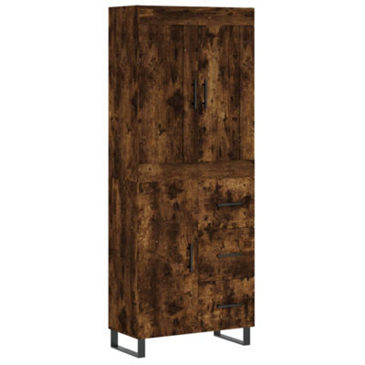 Berkfield Elegant Highboard Smoked Oak 69.5X34X180 Cm Engineered Wood - image 1