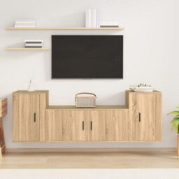 Berkfield Classic 3 Piece Tv Cabinet Set Sonoma Oak Engineered Wood - thumbnail 2