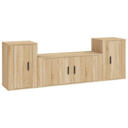Berkfield Classic 3 Piece Tv Cabinet Set Sonoma Oak Engineered Wood - thumbnail 1