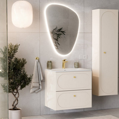 Heze Furniture Donna Bathroom Cabinet 80 Cm And Basin - Sand - image 1