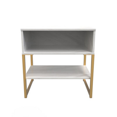 Tamworth Single Open Bedside Cabinet In Marble (Ready Assembled) - image 1
