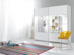 Arte Beta Sliding Door Wardrobe W1800mm H2100mm D600mm - Sleek Design In White Matt - thumbnail 1