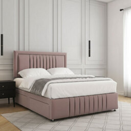 REGIONAL FURNISHINGS Pink Plush Velvet Upholstered Divan Bed Set 24Inch Headboard & Footboard & Mattress No Drawers In 3Ft 4Ft 4Ft6 5Ft 6Ft Sizes - thumbnail 2