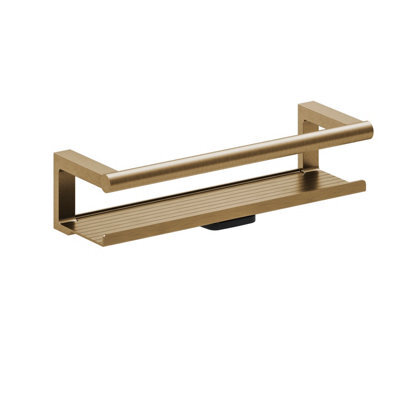 Cosmic Bathroom Shelf, Bathroom Organizer, With Glass Wiper, Brushed Gold Pvd , Architect S+ Collection - image 1