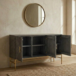 Suar Grey Wash Mango Wood Sideboard - thumbnail 3
