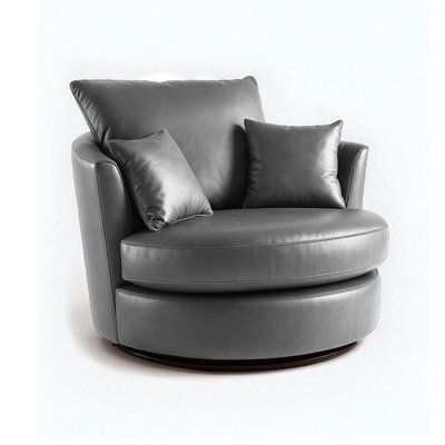 Furnishings For Less UK Danbury Leather Fabric Swivel Chair 360 Rotation Grey