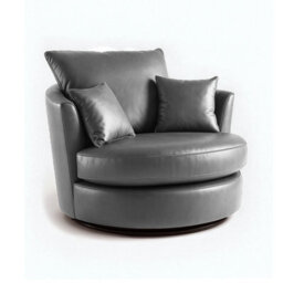 Furnishings For Less UK Danbury Leather Fabric Swivel Chair 360 Rotation Grey