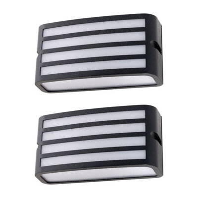 First Choice Lighting Set Of 2 Pluto - Anthracite Aluminium Outdoor Louvered Wall Lights - image 1