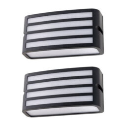 First Choice Lighting Set Of 2 Pluto - Anthracite Aluminium Outdoor Louvered Wall Lights - thumbnail 1