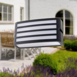 First Choice Lighting Set Of 2 Pluto - Anthracite Aluminium Outdoor Louvered Wall Lights - thumbnail 4