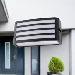 First Choice Lighting Set Of 2 Pluto - Anthracite Aluminium Outdoor Louvered Wall Lights - thumbnail 5