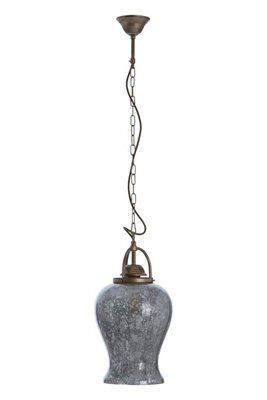 Orsina Antique Silver Finish Pendant Light, Rustic Mirrored Glass Hanging Light For Dining Room Or Hallway - image 1