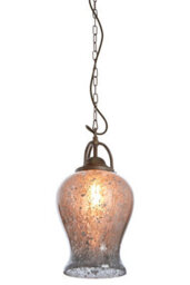 Orsina Antique Silver Finish Pendant Light, Rustic Mirrored Glass Hanging Light For Dining Room Or Hallway - thumbnail 3