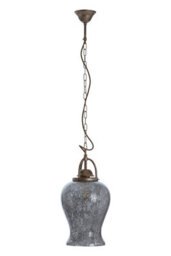 Orsina Antique Silver Finish Pendant Light, Rustic Mirrored Glass Hanging Light For Dining Room Or Hallway