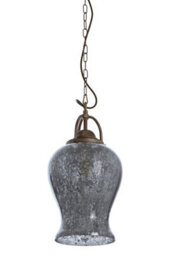 Orsina Antique Silver Finish Pendant Light, Rustic Mirrored Glass Hanging Light For Dining Room Or Hallway - thumbnail 2