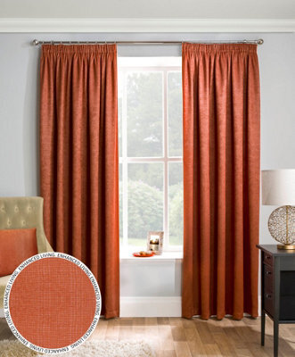 Enhanced Living Matrix Orange 90 X 54 Inch (229X137Cm) Tape Top Thermal Noise Reducing Dim Out Curtains (Pair) - image 1