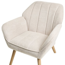 Wyld And Coco Novahome Beige Retro Armchair - Water-Repellent Fabric, Rubberwood Legs, Compact Design (W79 X D58 X H76Cm) - thumbnail 5