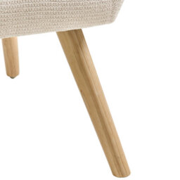 Wyld And Coco Novahome Beige Retro Armchair - Water-Repellent Fabric, Rubberwood Legs, Compact Design (W79 X D58 X H76Cm) - thumbnail 6