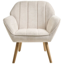Wyld And Coco Novahome Beige Retro Armchair - Water-Repellent Fabric, Rubberwood Legs, Compact Design (W79 X D58 X H76Cm) - thumbnail 1