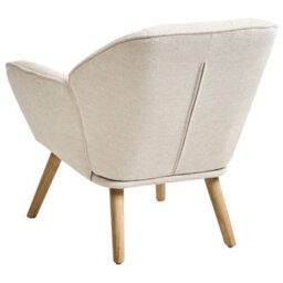 Wyld And Coco Novahome Beige Retro Armchair - Water-Repellent Fabric, Rubberwood Legs, Compact Design (W79 X D58 X H76Cm) - thumbnail 4