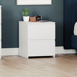 Vida Designs 2 Drawer Large Bedside Chest Modern Storage Unit for Bedroom, White