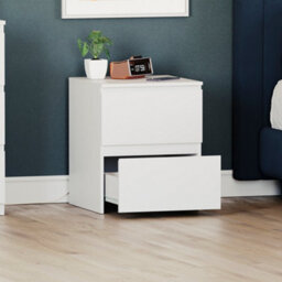 Vida Designs 2 Drawer Large Bedside Chest Modern Storage Unit for Bedroom, White - thumbnail 2
