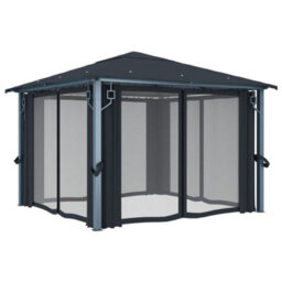 Berkfield Gazebo With Curtain 300X300 Cm Anthracite Aluminium - thumbnail 4