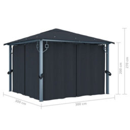 Berkfield Gazebo With Curtain 300X300 Cm Anthracite Aluminium - thumbnail 8